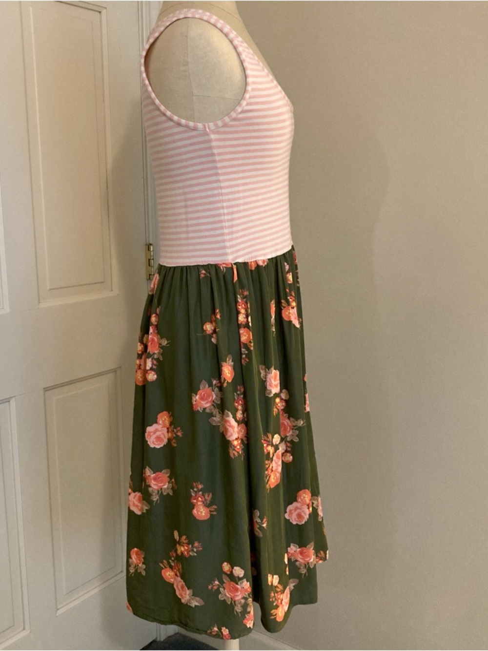 Matilda Jane Pink Striped Top with Olive Floral Midi Dress - Picture 4 of 11